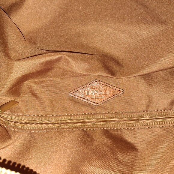 Fossil Brown Leather Shoulder Bag With Adjustable Strap & Zippered Pocket - Picture 11 of 12